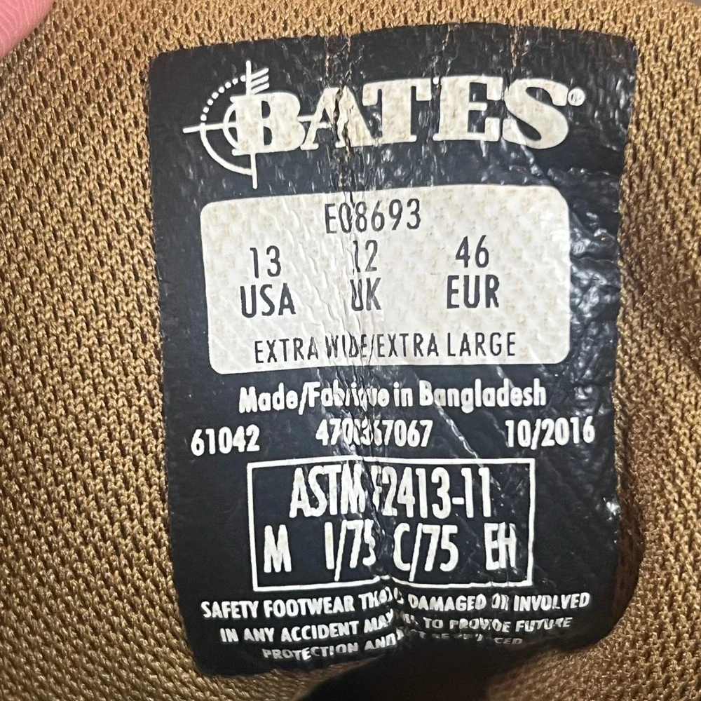 Bates E08693 Cobra 8 Inch Hot Weather Tactical Boots Coyote Brown Mens 13 EW